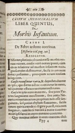 Liber Quintus, De Morbis Infantum