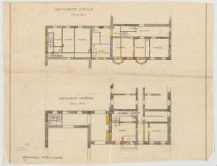 Thiersch, Friedrich von; Glonn (Obb.); Schloss Zinneberg - Altes Schloss - Grundriss EG, Grundriss 1. OG