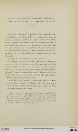 16: Breve nota sopra un sarcofago cristiano testè riconosciuto nel Giardino Vaticano