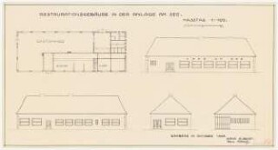 Bebauung des Gaustadter Hanges, Bamberg: Grundriss, Ansichten Gaststätte 1:100
