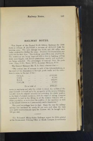 Railway Notes