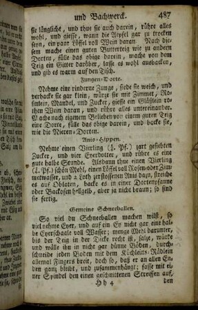Anis-Hippen. - Gemüß von Weißbrod.
