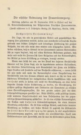 Die ethische Bedeutung der Frauenbewegung