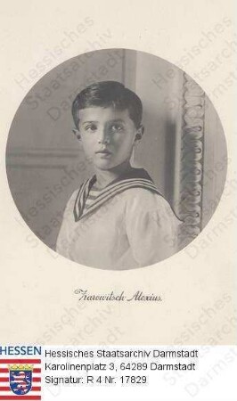 Alexej Zarewitsch v. Russland (1904-1918) / Porträt in Medaillon, Brustbild