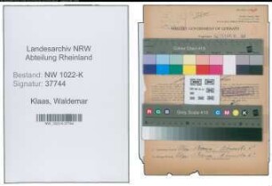 Entnazifizierung Waldemar Klaas , geb. 08.11.1895 ()