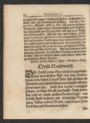 Christl. Nachwunsch.