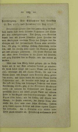 17. Fortsetzung. Die Schlachten bei Leuthen (5. Dec. 1757), und Zorndorf (25. Aug. 1758)
