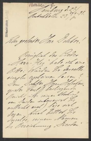 Brief an B. Schott's Söhne : 23.06.1899