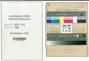 Entnazifizierung Fritz Brockmann , geb. 01.07.1901 (Schneider)