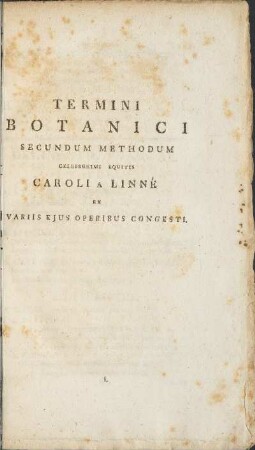 Termini Botanici Secundum Methodum ...