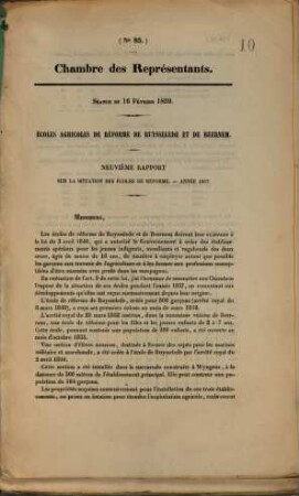 Rapport sur la situation des écoles agricoles de réforme, 9. 1857 (1858) = Nr. 85