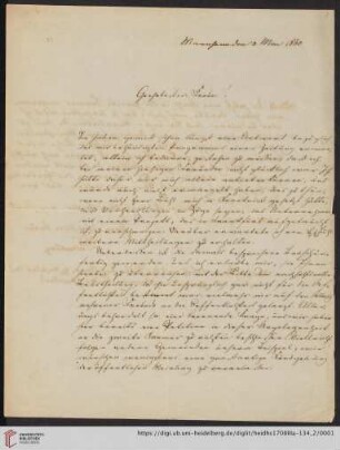 Briefe von Leopold Ladenburg an Ludwig Häusser: Brief von Leopold Ladenburg an Ludwig Häusser