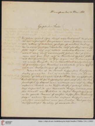 Briefe von Leopold Ladenburg an Ludwig Häusser: Brief von Leopold Ladenburg an Ludwig Häusser