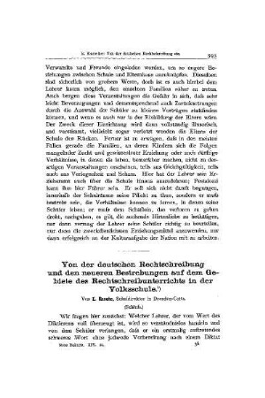 Von der deutschen Rechtschreibung und den neueren Bestrebungen auf dem Gebiete des Rechtschreibunterrichts in der Volksschule