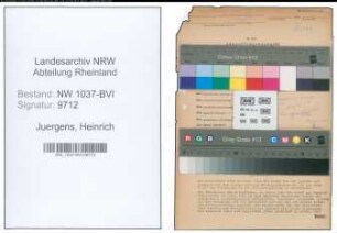 Entnazifizierung Heinrich Juergens , geb. 07.11.1908 (Baeckermeister)