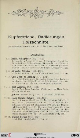 Kupferstiche, Radierungen, Holzschnitte (Nr. 1-191)