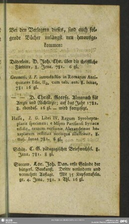 Bei den Verlegern dieses, sind auch folgende Bücher unlängst neu herausgekommen