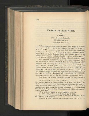 Kohäsion und Atomvolumen.