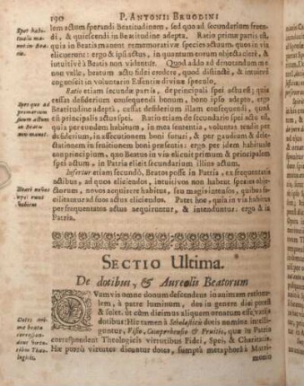 Sectio Ultima. De dotibus, & Aureolis Beatorum.