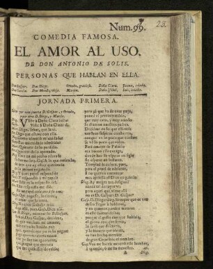 El amor al uso : comedia famosa