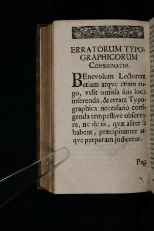 Erratorum Typographicorum Consignatio.