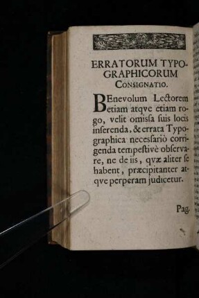 Erratorum Typographicorum Consignatio.