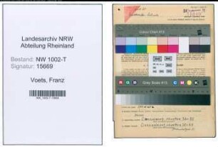 Entnazifizierung Franz Voets , geb. 15.11.1898 (Installateur)