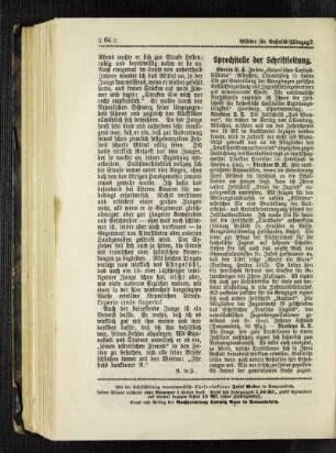 Sprechstelle der Schriftleitung