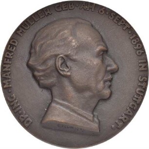 Medaille auf Manfred Müller aus dem Jahr 1970
