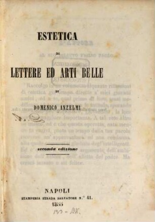 Estetica di lettere ed arti belle