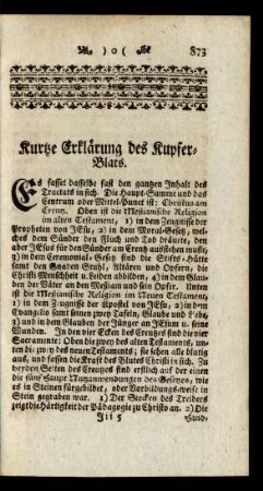 Kurtze Erklärung des Kupfer-Blats.