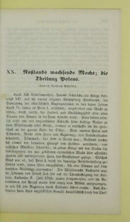 XX. Rußlands wachsende Macht; die Theilung Polens