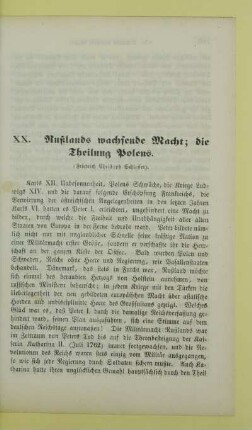 XX. Rußlands wachsende Macht; die Theilung Polens