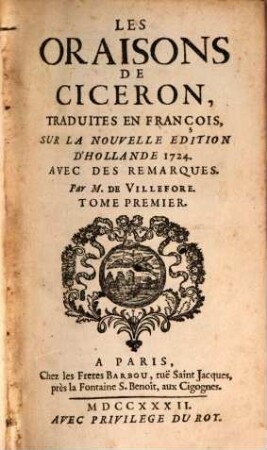 Les Oraisons De Ciceron, 1