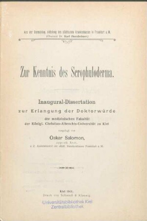 Zur Kenntnis des Scrophuloderma
