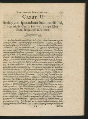 Caput II. Stringens specialiora Summarissimi, cumprimis Causas internas, nempe Obiectum, Subiectum & Formam.