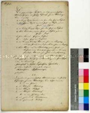 Statut der Gewerkschaft der Gräflich Einsiedelschen Eisenhütten mit einer Auflistung der Teilhaber und ihrer Anteile (Abschrift)