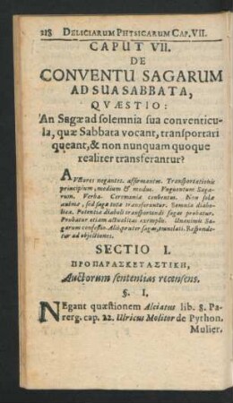 Caput VII. De Conventu Sagarum Ad Sua Sabbata.