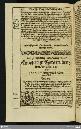 Die zwölffte Klag: und Trawrpredigt, Gehalten zu Borcken, den 3. Maji, Im Jahr 1632