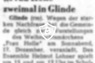 "Frau Holle" zweimal in Glinde