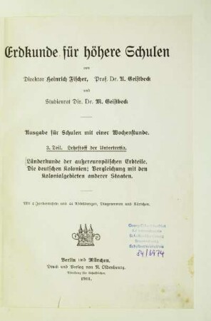 Teil 3 = Untertertia: Länderkunde der außereuropäischen Erdteile, Die deutschen Kolonien, Vergleichung mit den Kolonialgebieten anderer Staaten