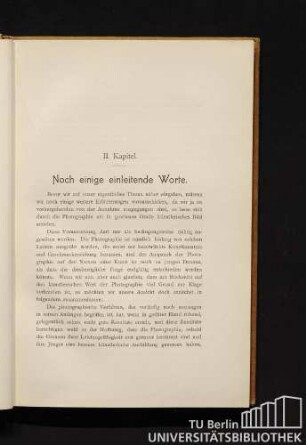 II. Kapitel. Noch einige einleitende Worte.