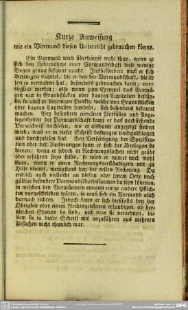 Kurze Anweisung wie ein Vormund diesen Unterricht gebrauchen könne