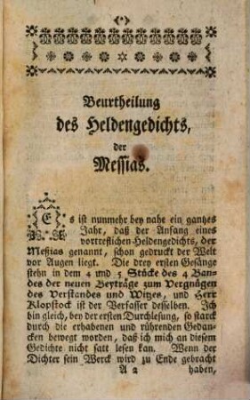 Georg Friedrich Meiers Beurtheilung des Heldengedichts, der Meßias, 1