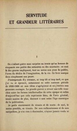 Servitude et grandeur littéraires