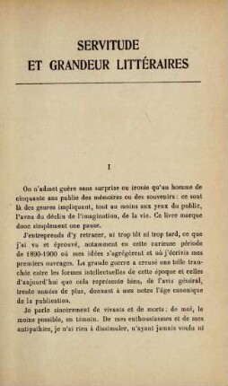 Servitude et grandeur littéraires