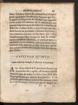 Capitulo quinto. Como todas las virtudes se cifran en la Paciencia.