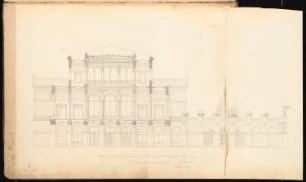 Börse, Berlin Schinkelwettbewerb 1853: Längsschnitt; Maßstabsleiste