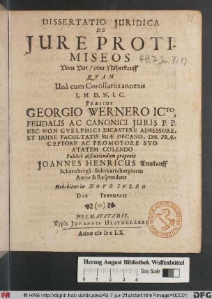 Dissertatio Iuridica De Iure Protimiseos