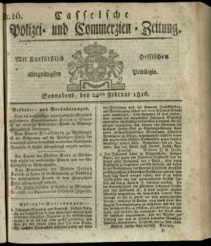 Nr. 16, Sonnabend, den 24sten Februar 1816